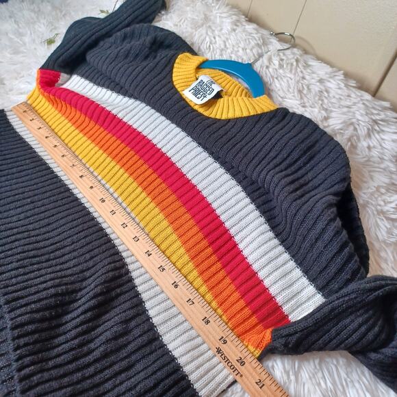 The Ragged Priest Black Gothic Stripe Oversize Knit Pullover Casual Sweater S - Picture 4 of 7